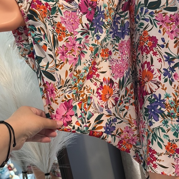 Vibrant Pink and Orange Bell Sleeve Swim Coverup - Picture 6 of 10